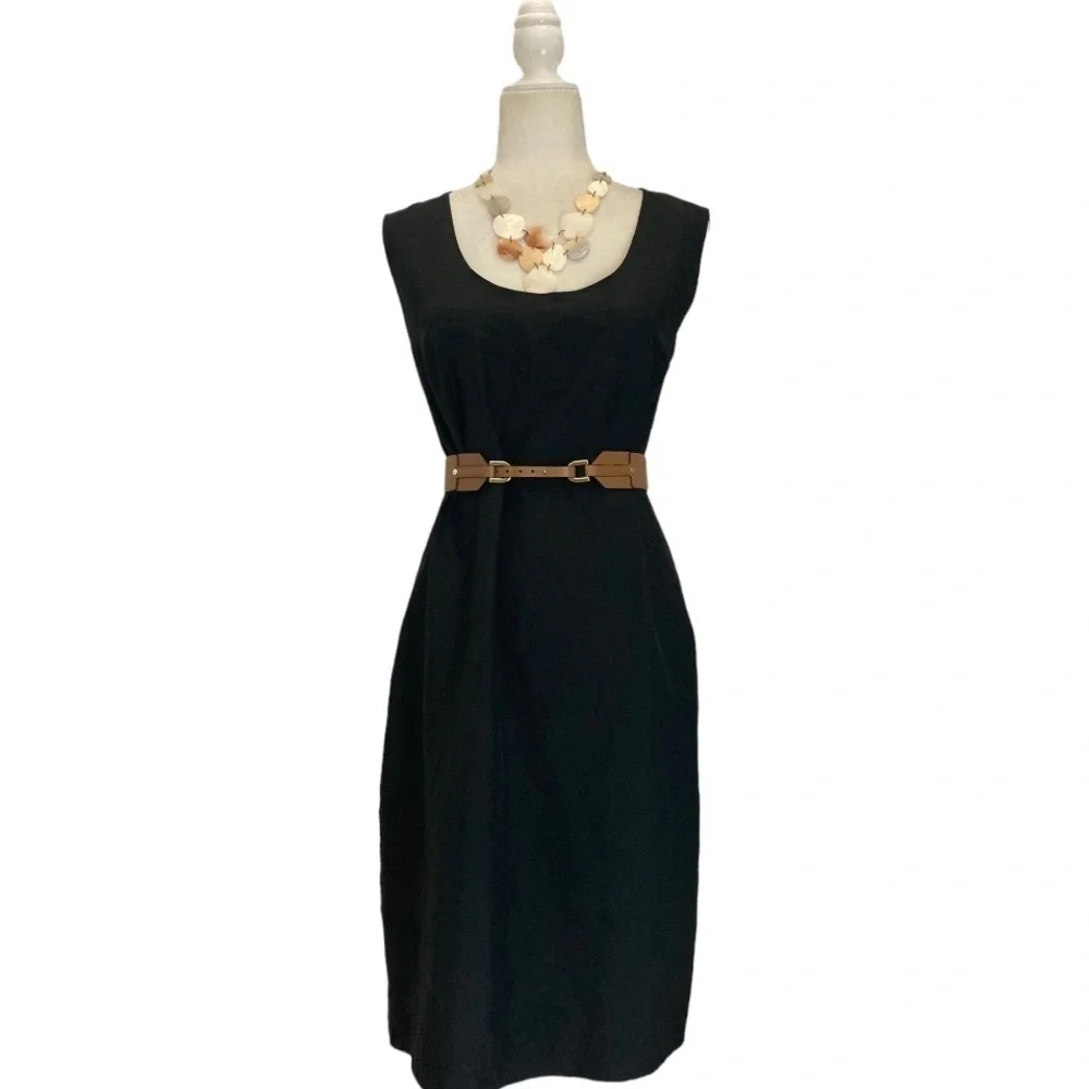 Genny Made in Italy Midi Sleeveless Dress Scoop neck Black - Picture 7 of 9